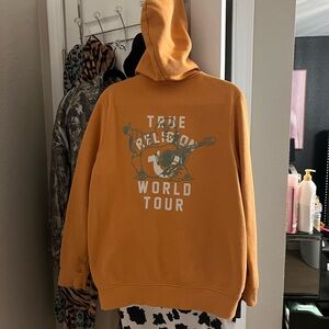 True Religion Orange Zip Up Hoodie